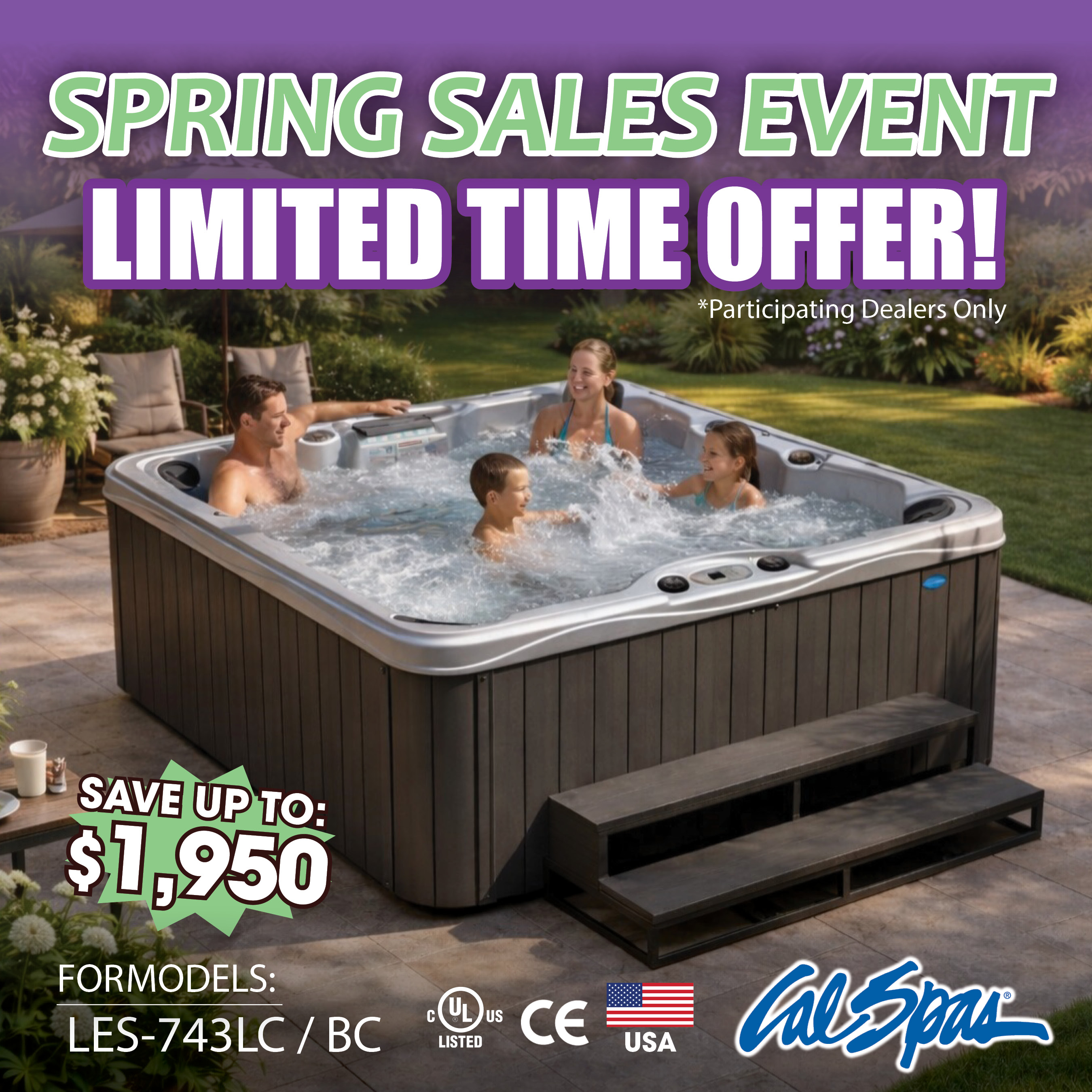 Calspas hot tub being used in a family setting - 